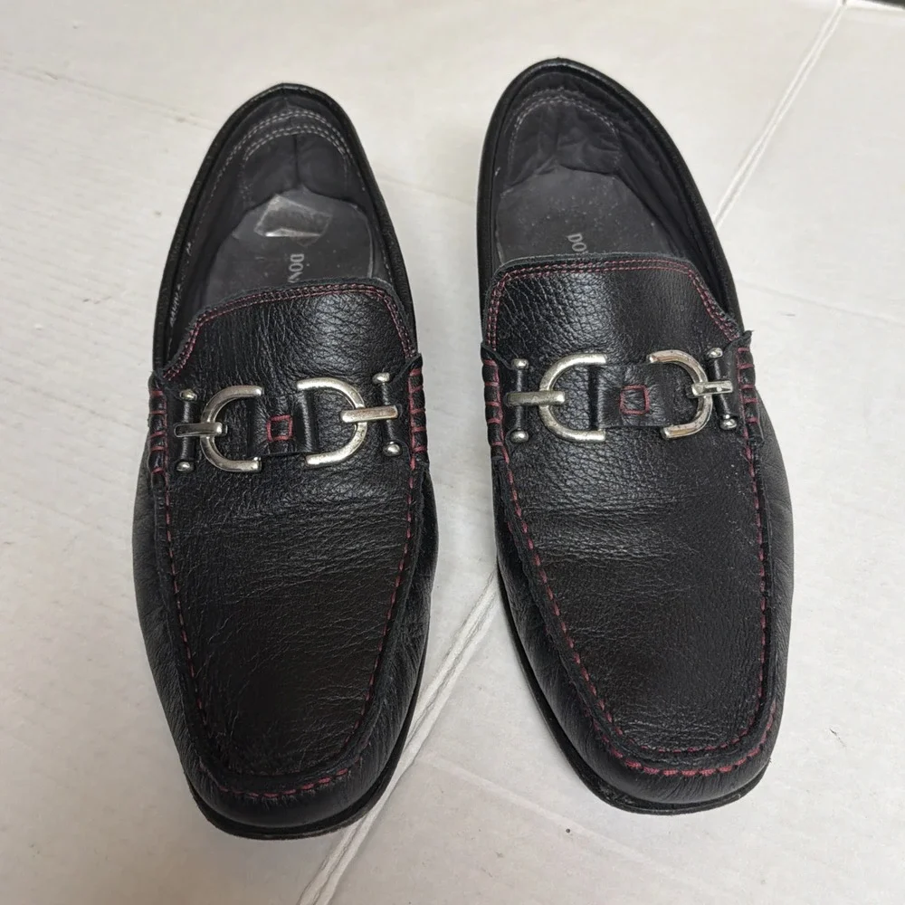 Donald Pliner Dacio 2 Black Pebbled Calf Leather‎ Slip-On Loafers Men's 9.5 M